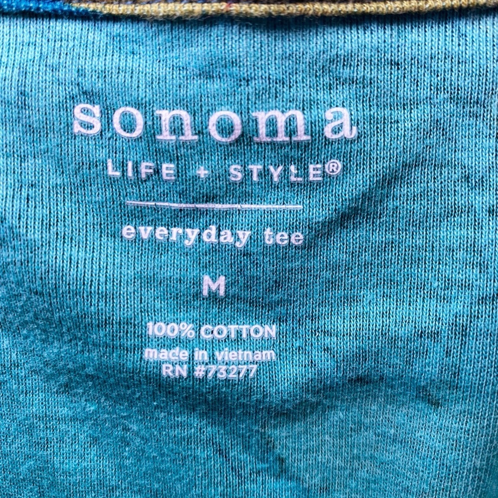 Sonoma Green and Yellow Floral Botanical Cotton Long Sleeve Top - Picture 7 of 13